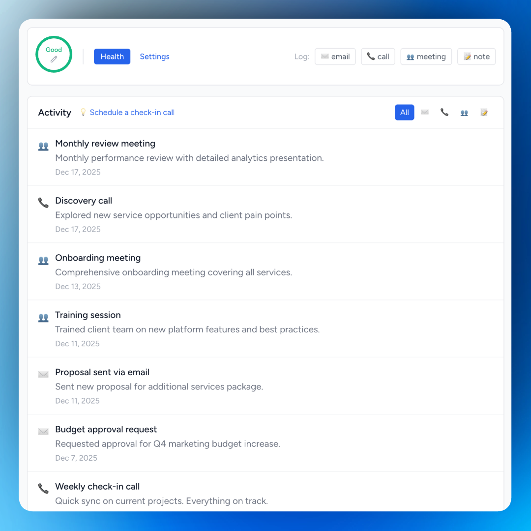 Client Health Tracking feature illustration